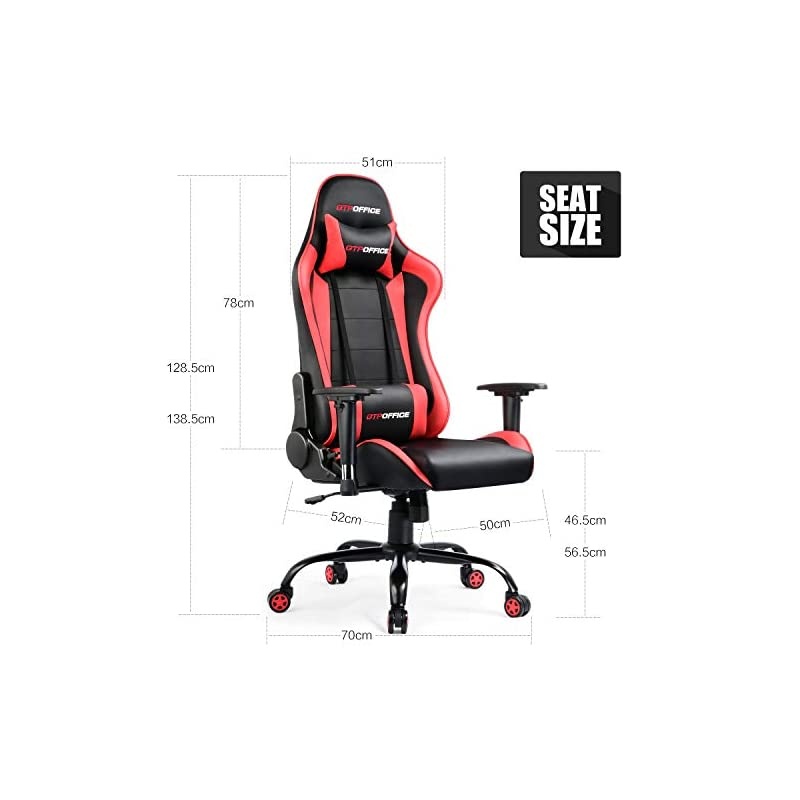 Chair Racing Style High Back Computer Chair Adjustable Recliner Leather Office Desk Chair with Headrest and Lumbar Support,Red