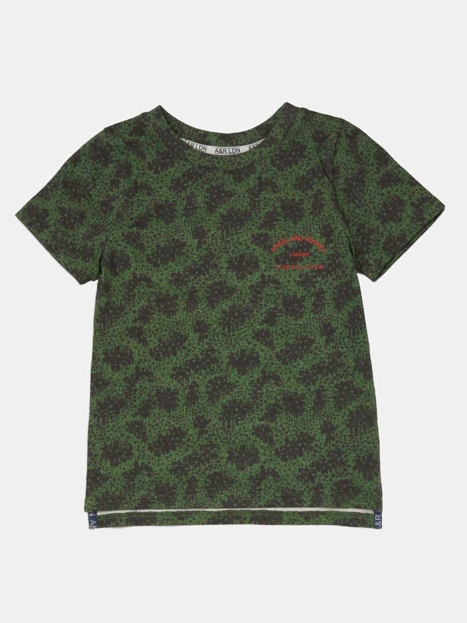 Angel & Rocket Boys Green Cotton Printed T-Shirt