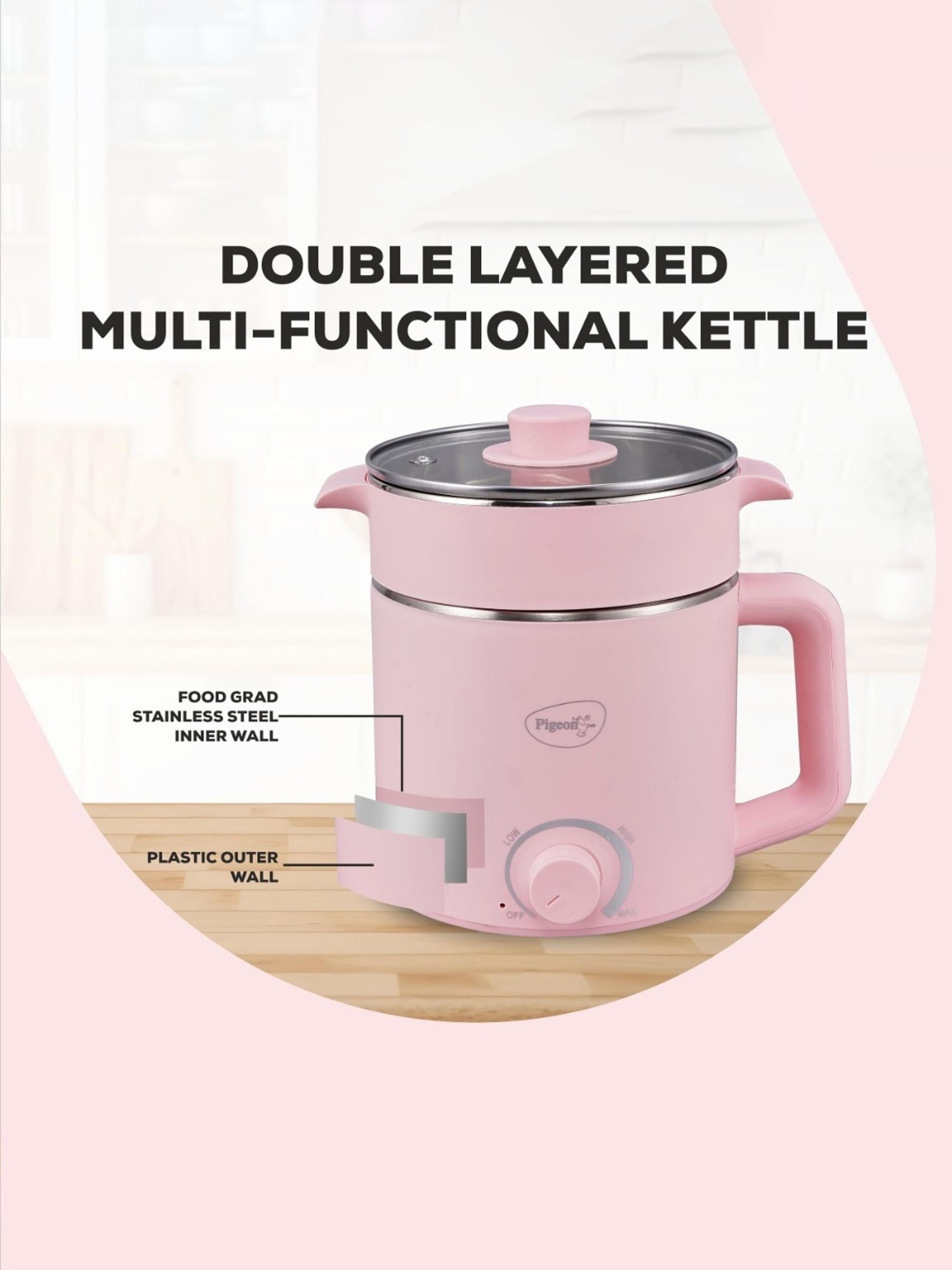 Pigeon by Stovekraft Swift Multi Cook Kettle 1.5L (Blue)