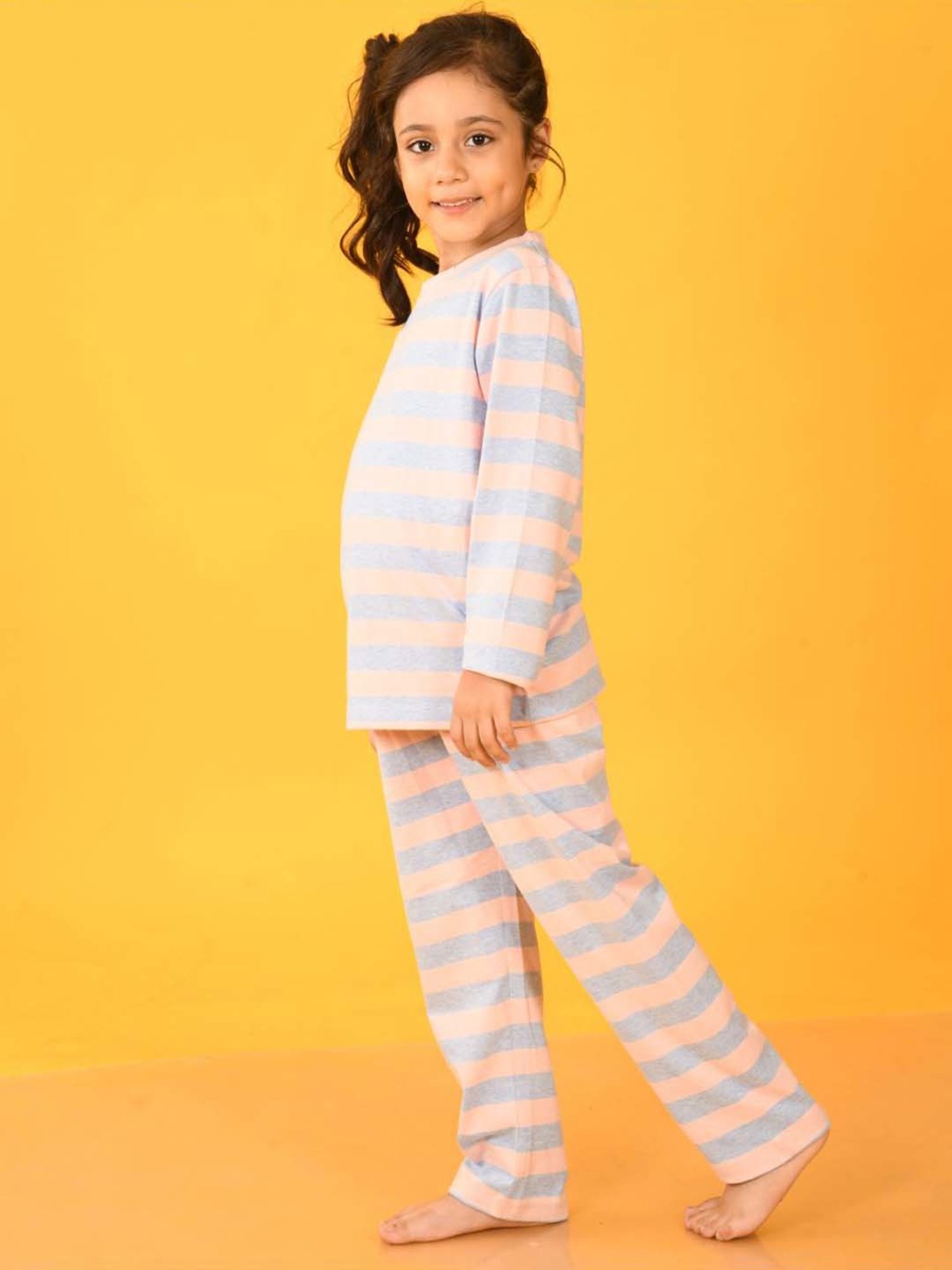 Anthrilo Kids Multicolour Cotton Striped Full Sleeves T-Shirt & Trouser