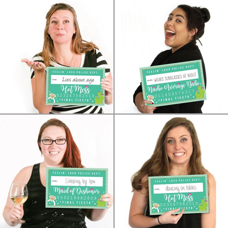 Big Dot of Happiness Final Fiesta - Last Fiesta Bachelorette Party Mug Shots - Photo Booth Props Kit - 20 Count