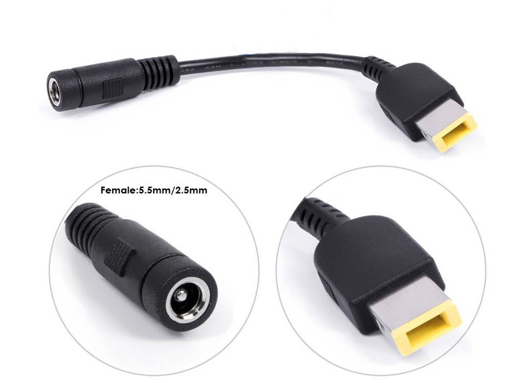 [2 Pack] DC Power Adapter Convert Lenovo Ideapad Yoga Barrel Adaptor 5.5x2.5mm Female to Lenovo Adaptor Cable for Lenovo ThinkPad X1 Carbon, Helix Essential IdeaPad Flex Thinkpad Power Adapter Cable