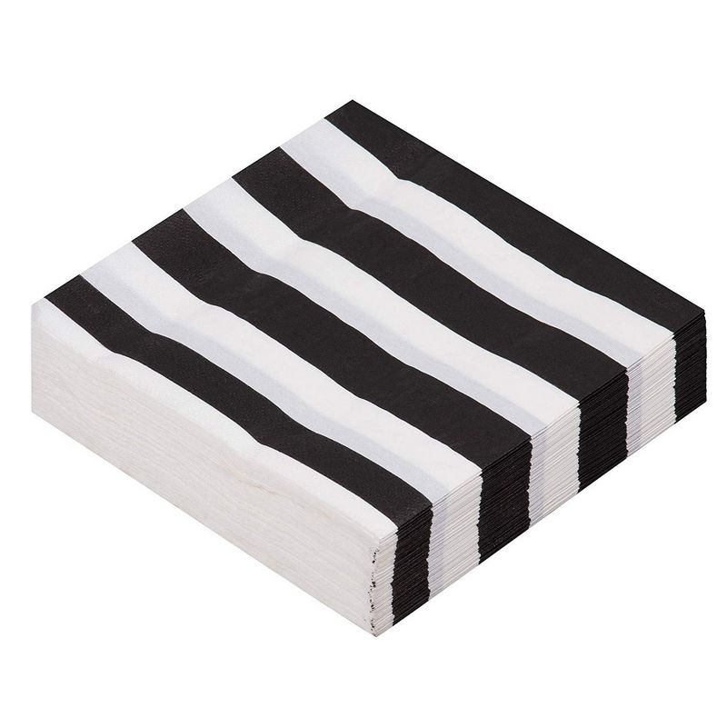 Blue Panda 150-Pack Disposable Paper Napkin 6.5" Kids Birthday Party Supplies Black White Striped
