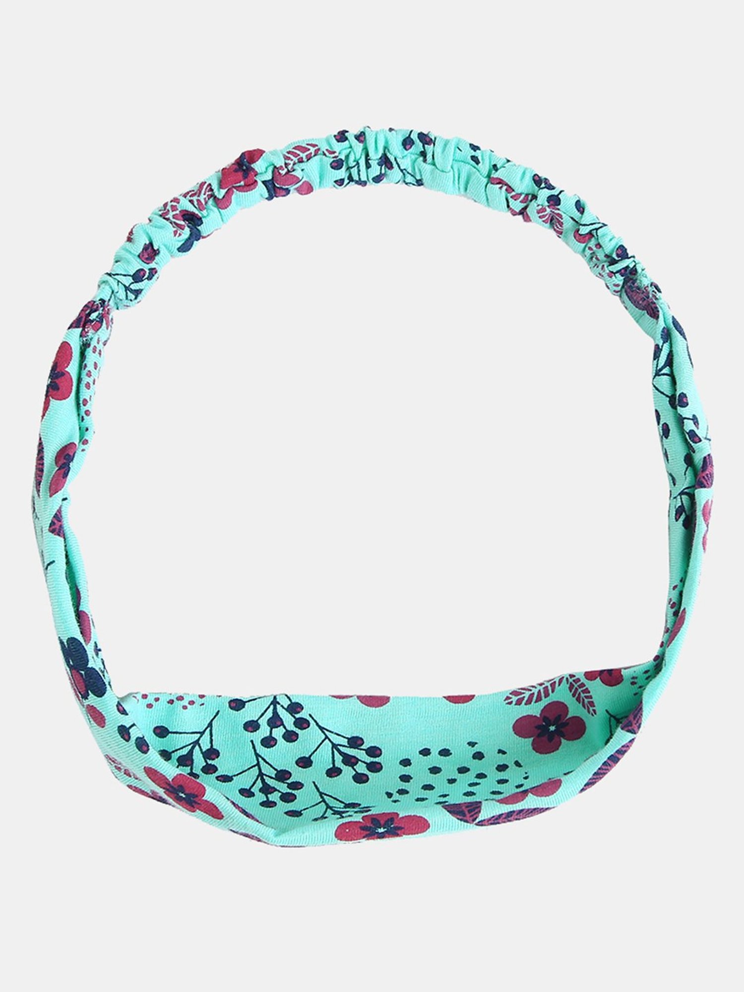 Inner Sense Blue Cotton Printed Night Shirt With Hairband