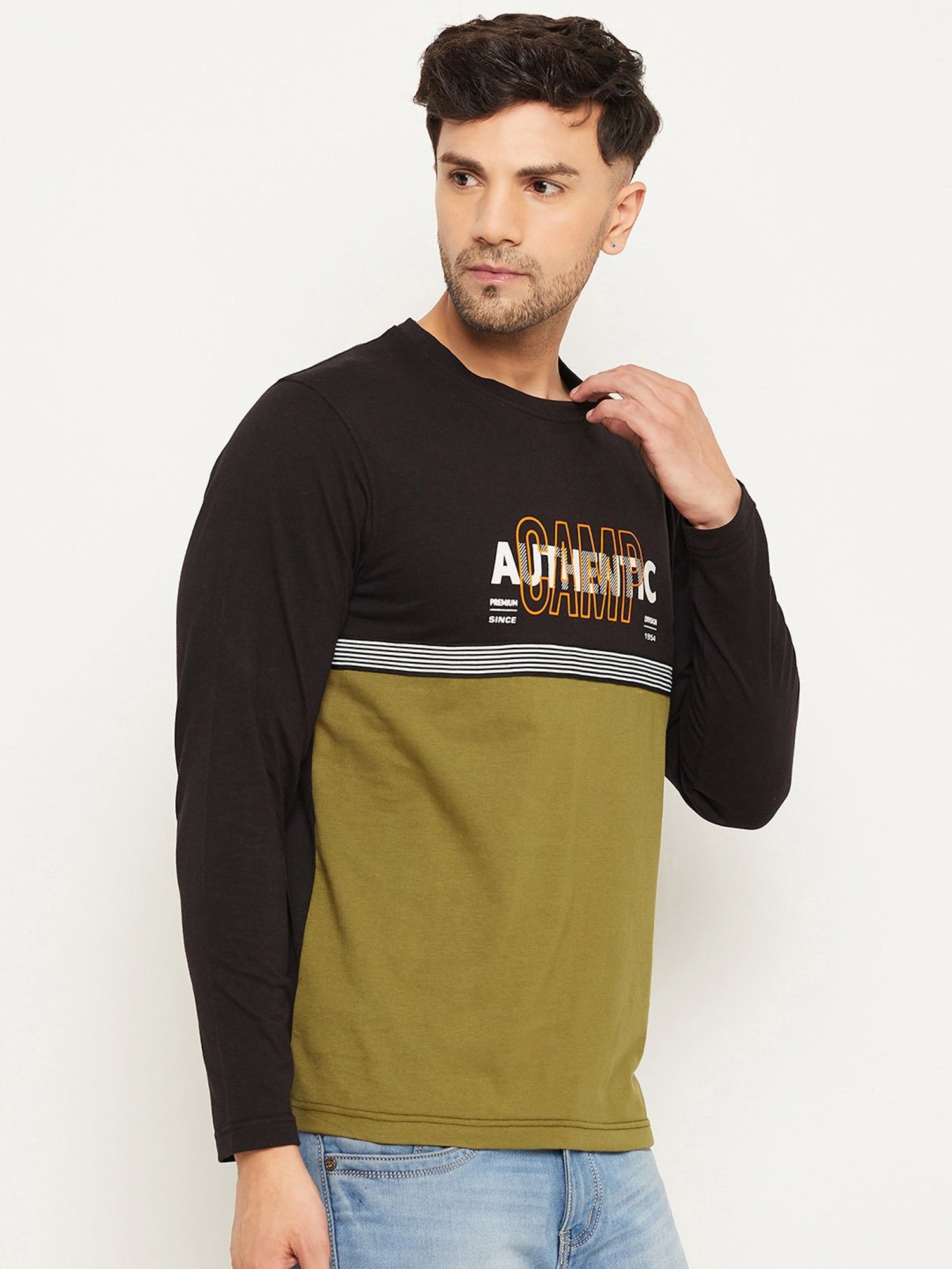 Club York Black Regular Fit Crew T-Shirt