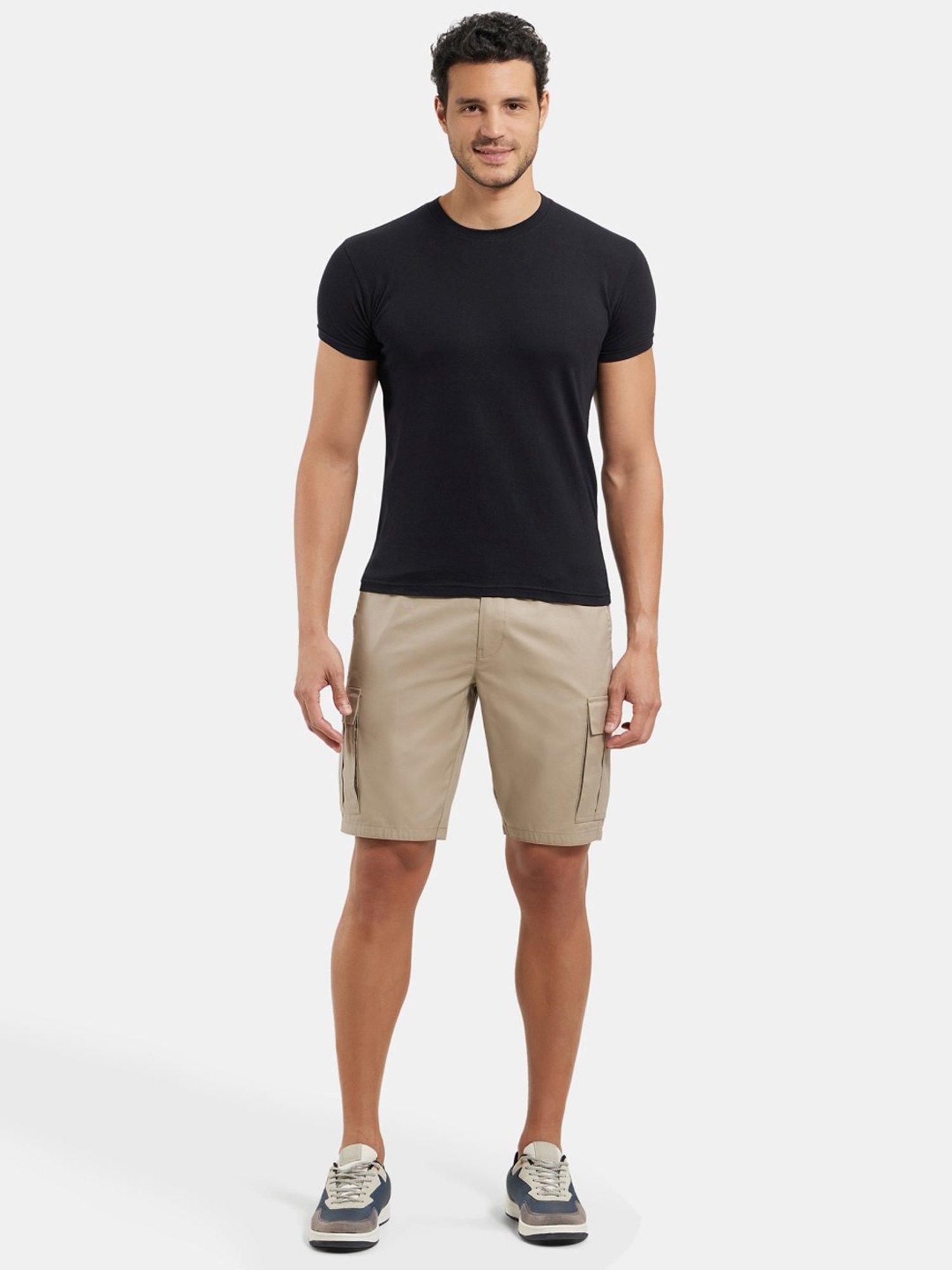 Jockey Khaki Cotton Straight Fit Cargo Shorts