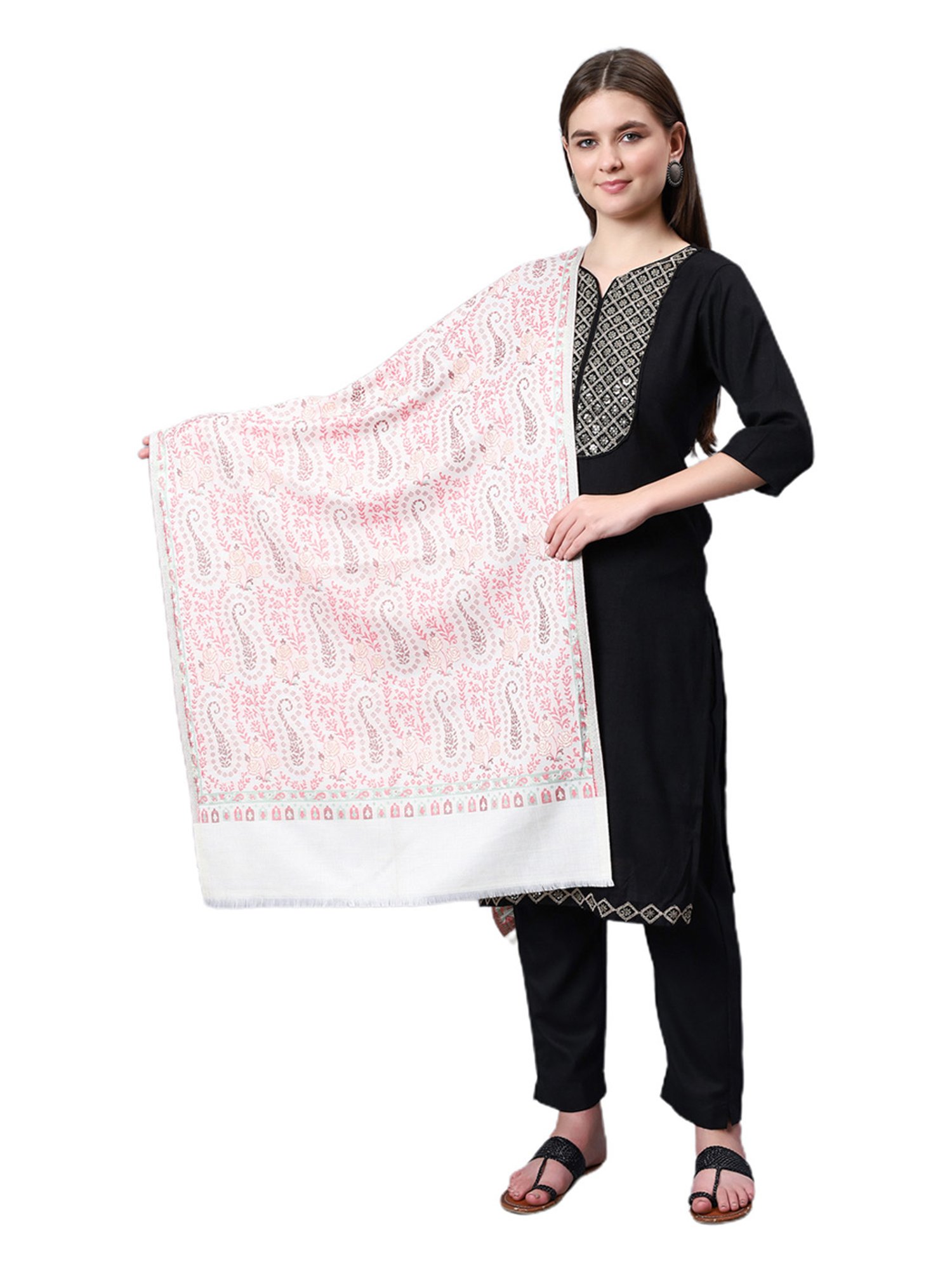 Aditi Wasan White Floral Stole