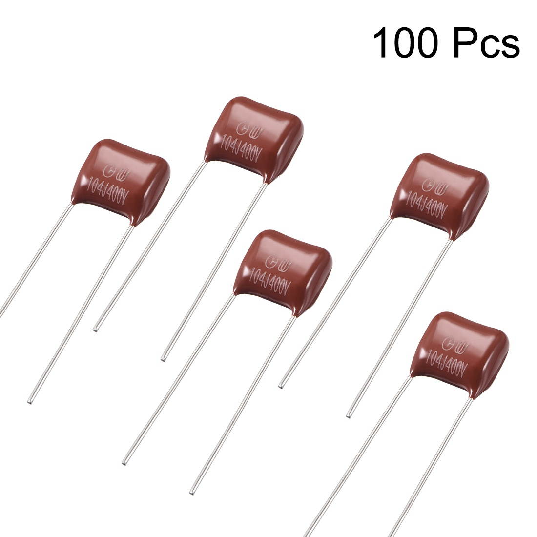 CBB21 Metallized Polypropylene Film Capacitors 400V 0.1uF for Electric Circuits Energy Saving Lamps Pack of 100