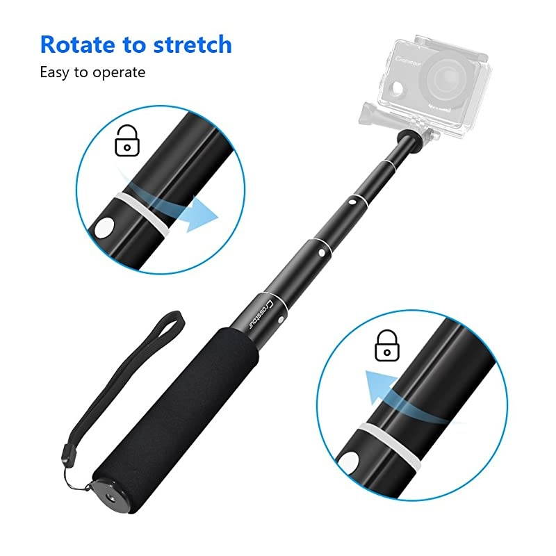 Selfie Stick  Action Camera Monopod Extendable Compatible with AKASOCamparkAPEMANGopro Action Cameras