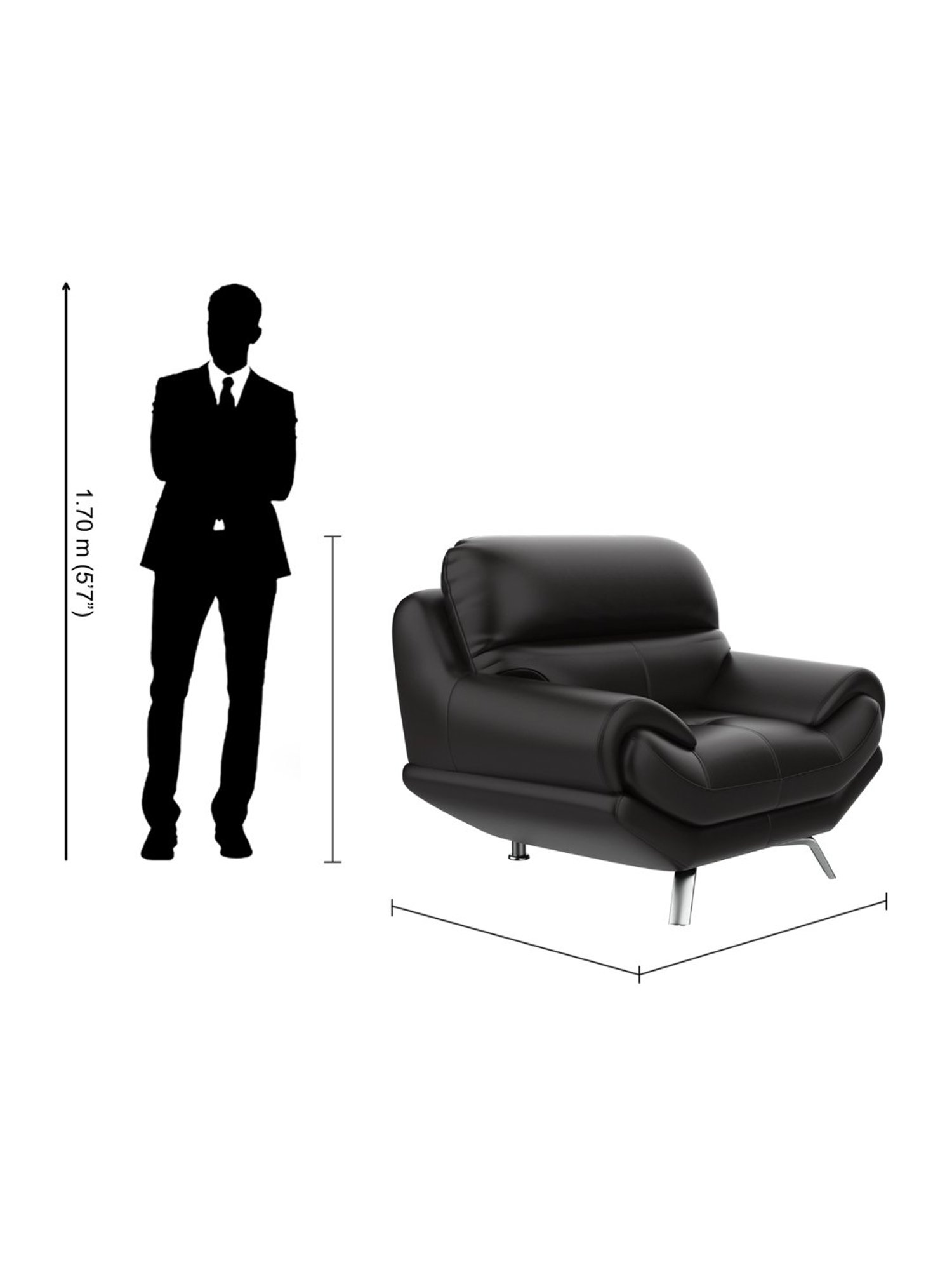 Godrej Interio Euro V2 Coffee Brown Leatherette 1 Seater Sofa