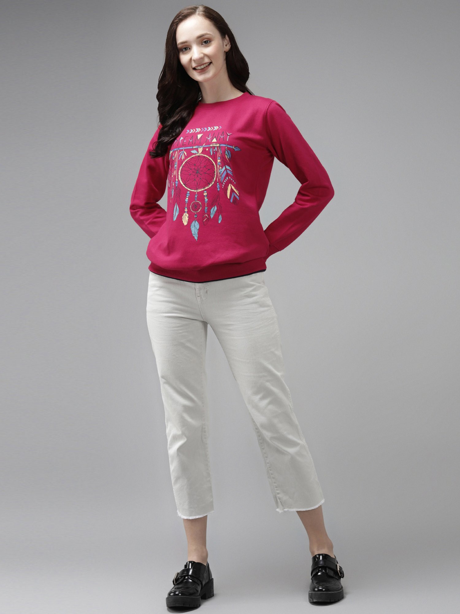 Cayman Pink Cotton Printed Sweatshirt