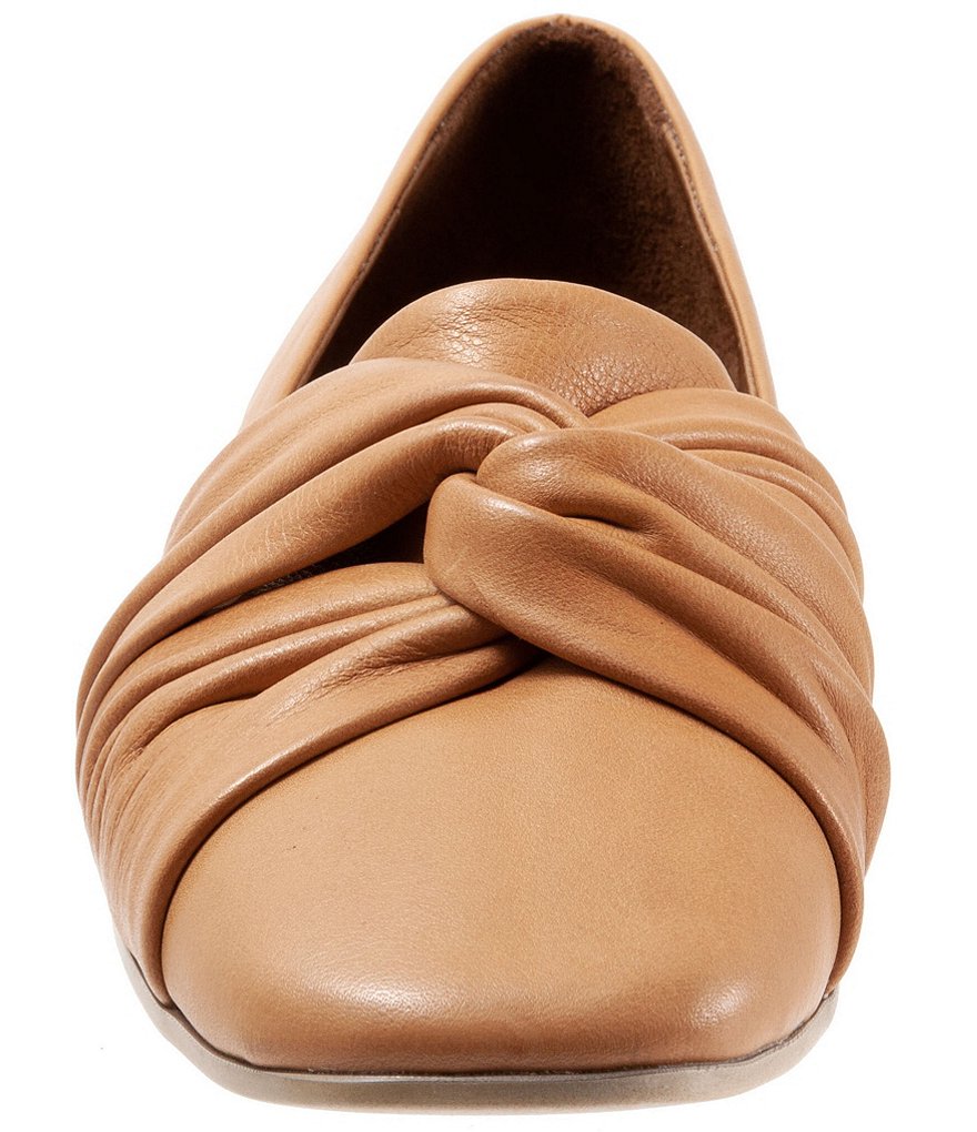 Bueno Emma Leather Pleated Knot Slip-On Flat Loafers