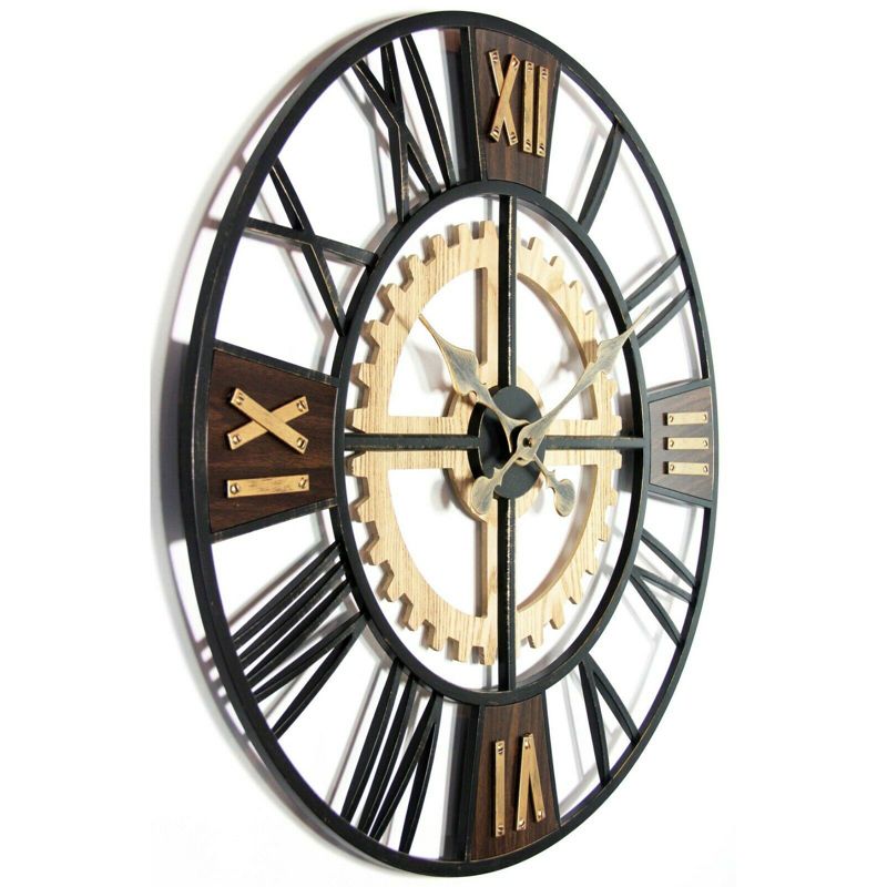 Infinity Instruments 20062 Decorative Traditional Graham Large Oversize 24 Inch Diameter Quartz Battery Powered Wall Clock, with Silent Movement