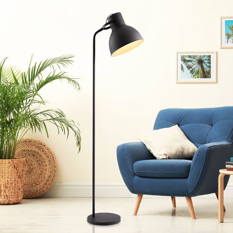 70.8" Erin Metal Floor Lamp with Adjustable Shade Black - Versanora