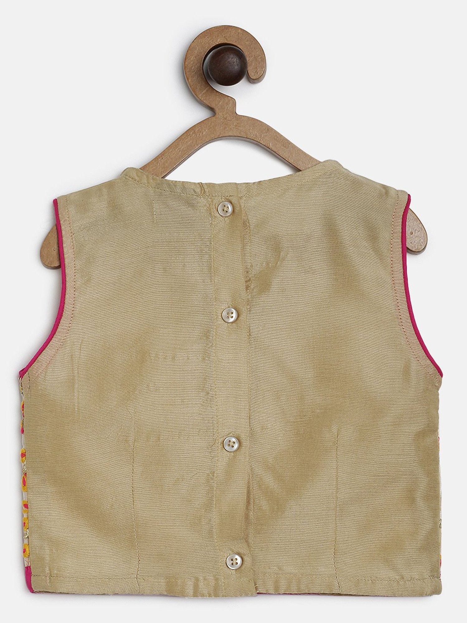 TWISHA Kids Beige & Pink Embroidered Top with Dhoti