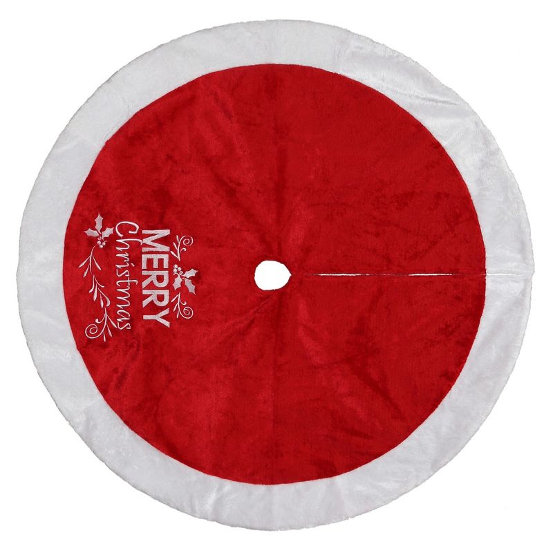 Northlight 48" Red and White 'Merry Christmas' Embroidered Tree Skirt Christmas Decor