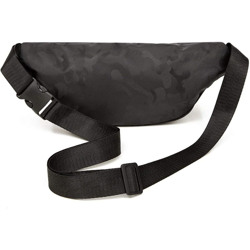 Plus Size Blue Camo Fanny Pack, Waist Bag with Adjustable Waistband 29-49 In