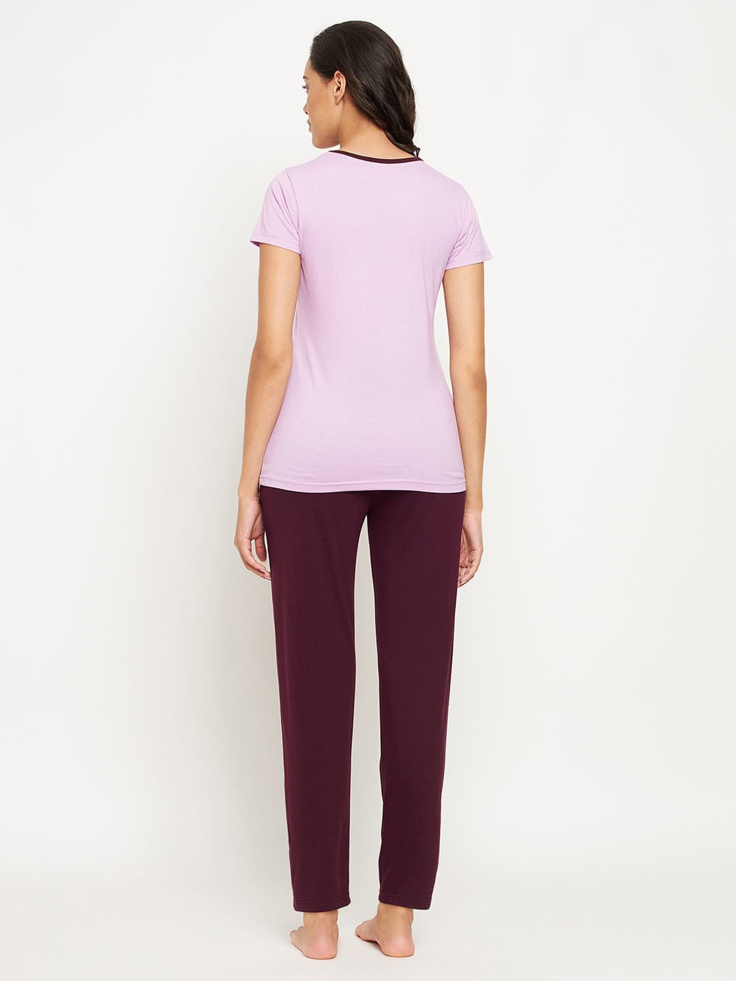 Okane Lavender & Wine Graphic Print T-Shirt With Pyjamas