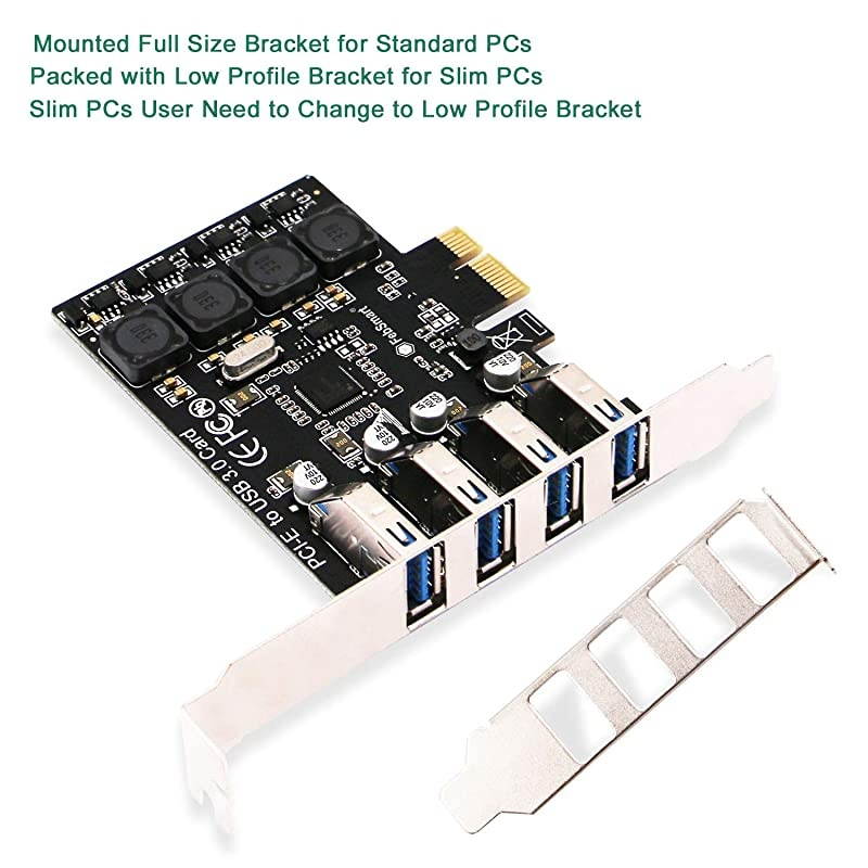 PCIE 4-Ports Super Fast 5Gbps USB 3.0 Expansion Card for Windows Server XP Vista 7 8 8.1 10 (32/64bit) Desktop PC-Build in Self-Powered Technology-No Need Additional Power Supply (FS-U4L-Pro)