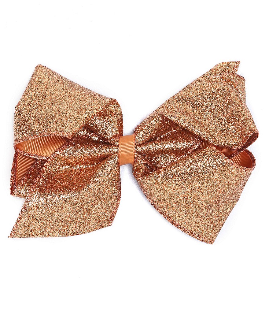 Copper Key Patterned Sparkle and Grosgrain Overlay King Bow