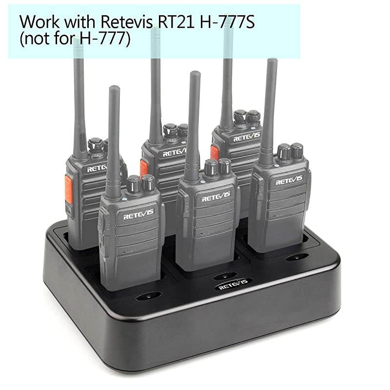 RT21 SixWay Multi Unit Rapid Gang Charger for  RT21 RT28 RT53 H777S not for H777 Walkie Talkie and Batteries 1 Pack