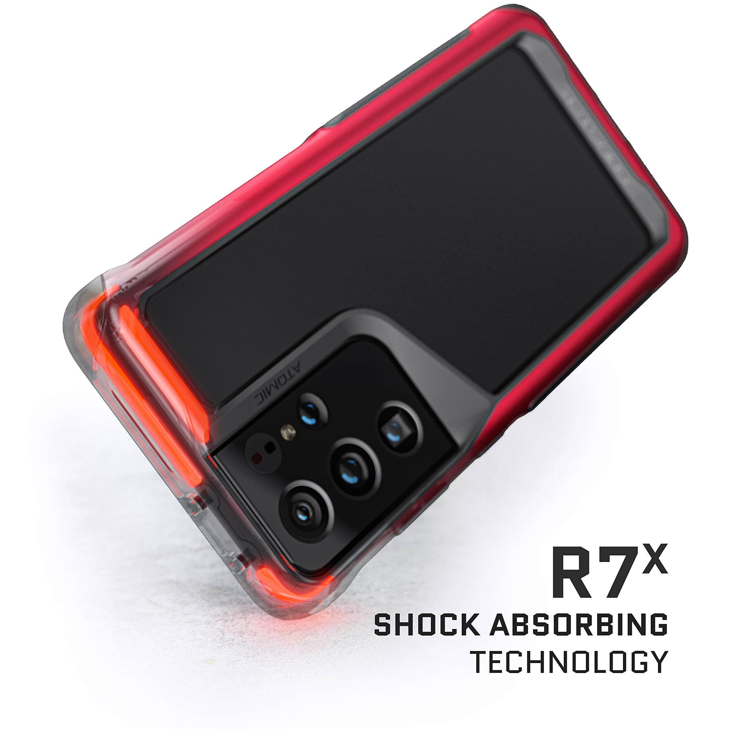 Ghostek Atomic Slim Designed for Galaxy S21 Ultra Case with Protective Metal Bumper Made of Super Tough Lightweight Military Grade Aluminum Alloy for 2021 Galaxy S21 Ultra 5G (6.8 Inch) (Phantom Red)