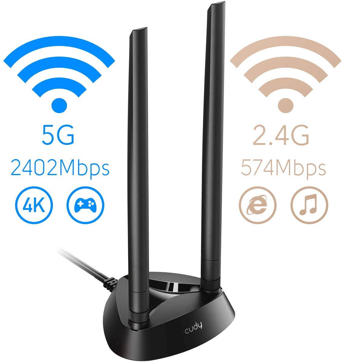 WiFi 6 PCIe Card, Bluetooth 5.0 PCIe Adapter, AX200 Inside, 2402Mbps + 574Mbps, 160MHz, WPA3, Bluetooth 5.0 / 4.2 / 4.0, 802.11 ax/ac/a/b/g/n, Windows 10 64-bit Only (WE4000)