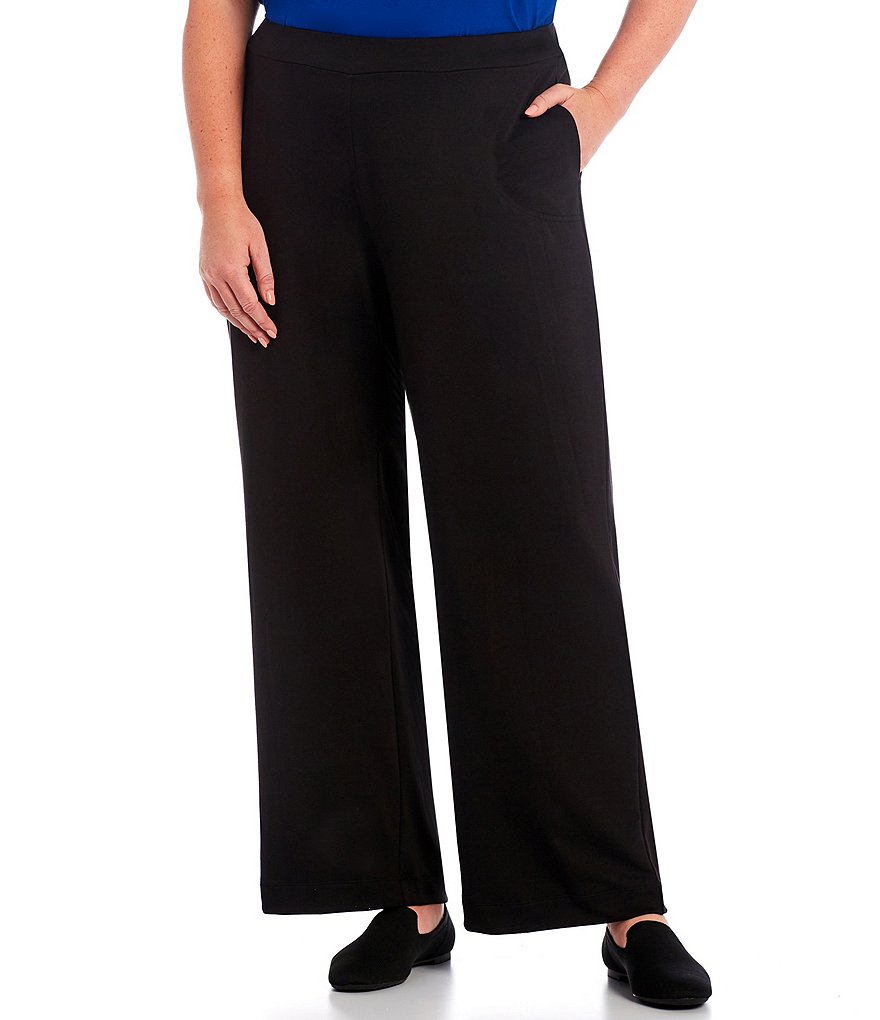 Calvin Klein Plus Size Pull-On Wide-Leg Knit Pants