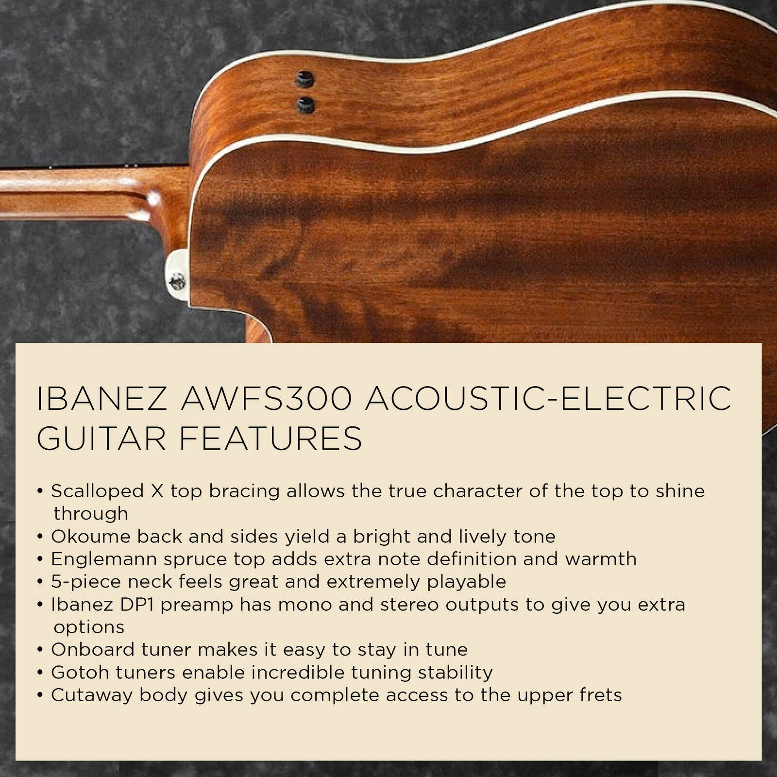 Ibanez AWFS300CE - Open Pore Semi-Gloss Acoustic-Electric Guitar