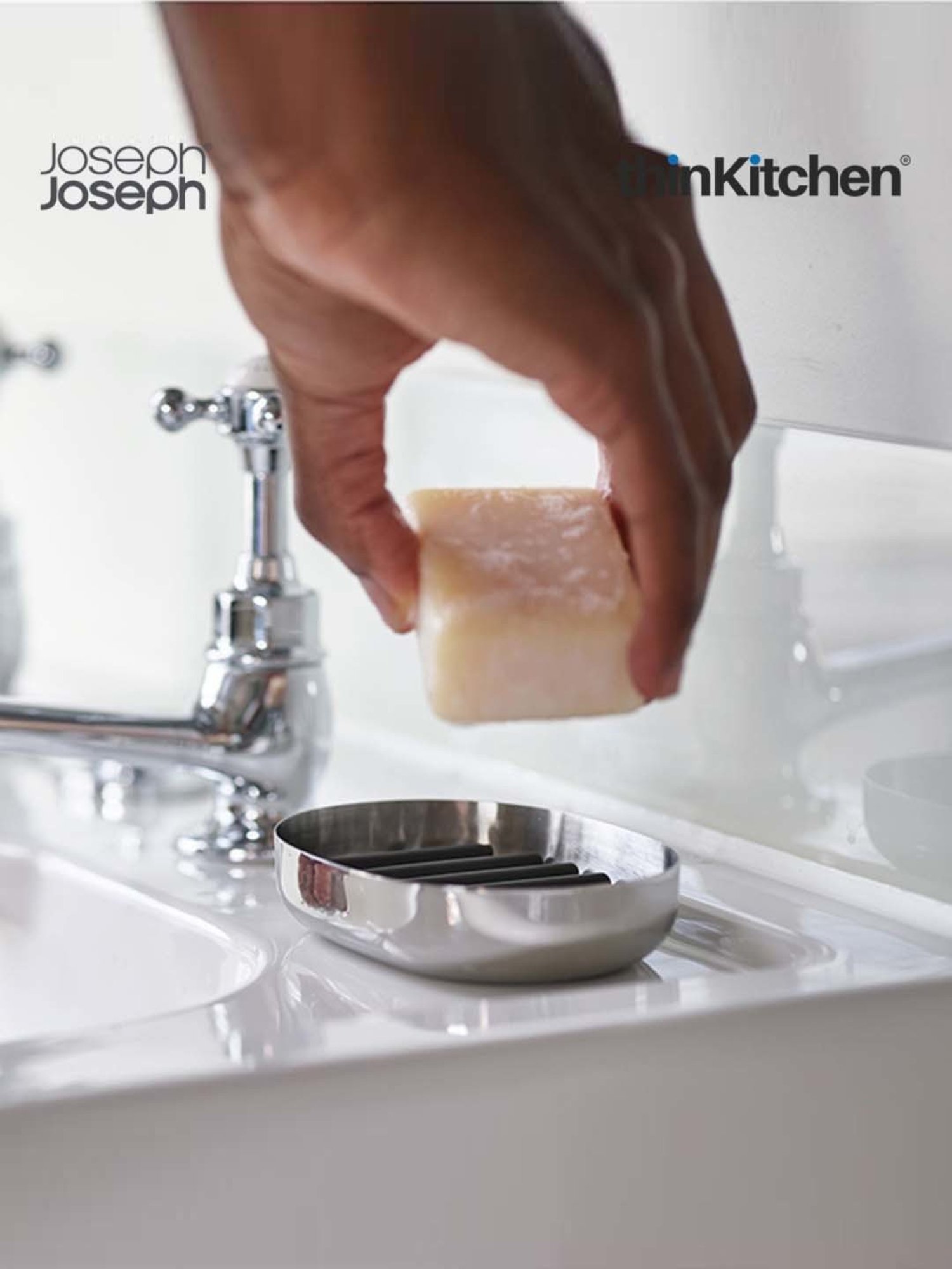 Joseph Joseph Silver Stainless Easystore Luxe Quick-Drain Soap Dish