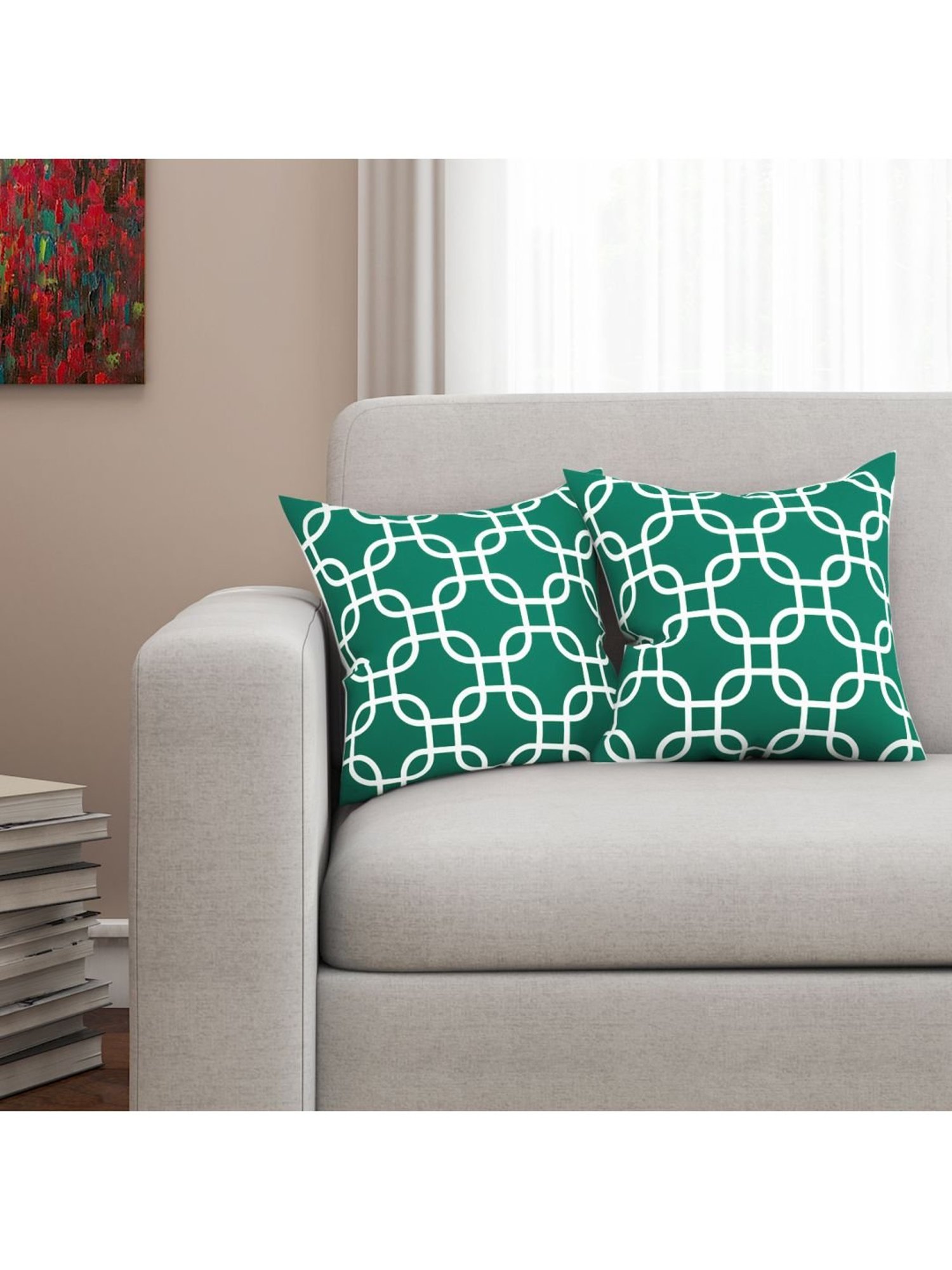 SEJ by Nisha Gupta Green Cushion Covers - Set of 2