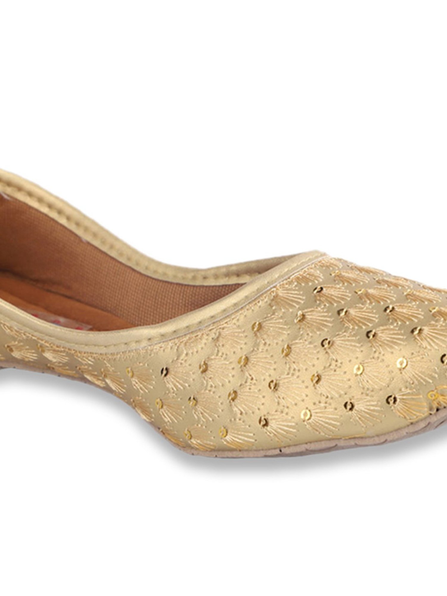 Tiny Bugs Kids Golden Sequin Detailing Ethnic Juttis