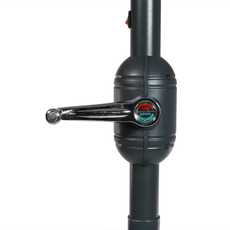 Sunnydaze Outdoor Aluminum Patio Umbrella with Solar Lights, Tilt, and Crank - 9' - Catalina Beach Stripe