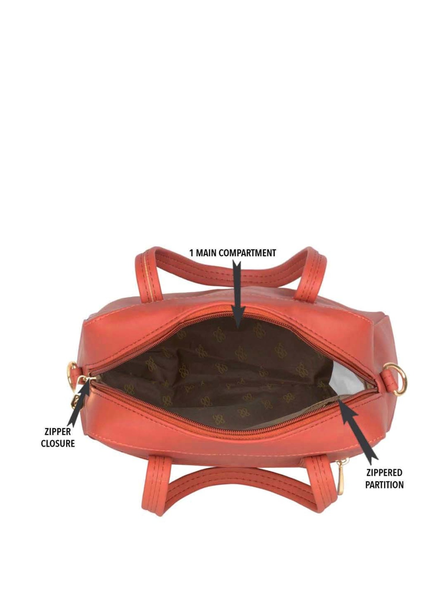 Baggit Red Textured Medium Bowler Bag