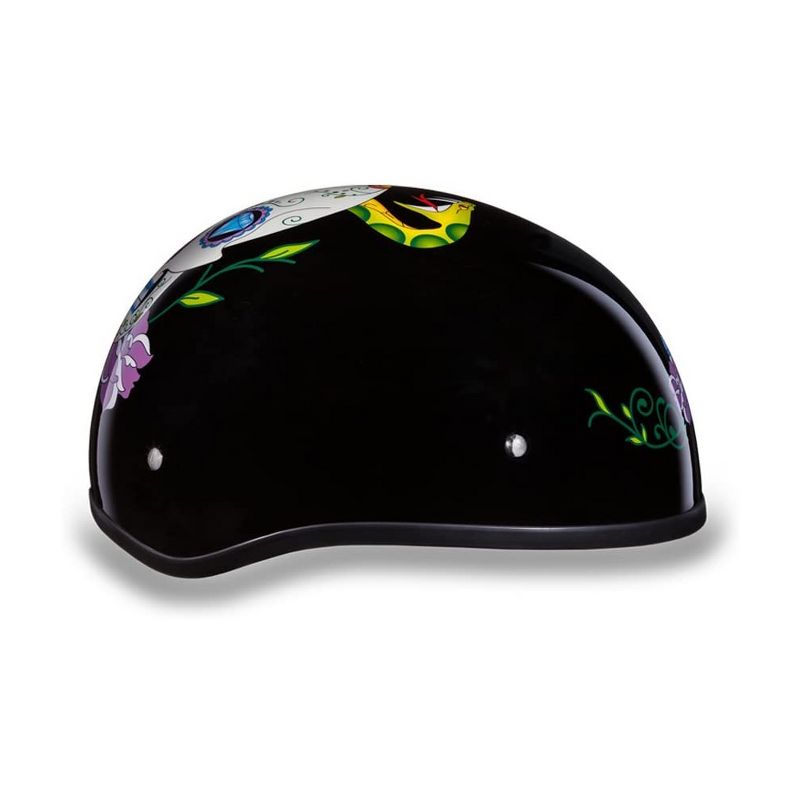 Daytona Helmets D6-DS-S Secure Slim Protective Motorcycle Half Helmet Designed Skull Cap with Adjustable Chin Strap, Head Wrap, and Drawstring Bag