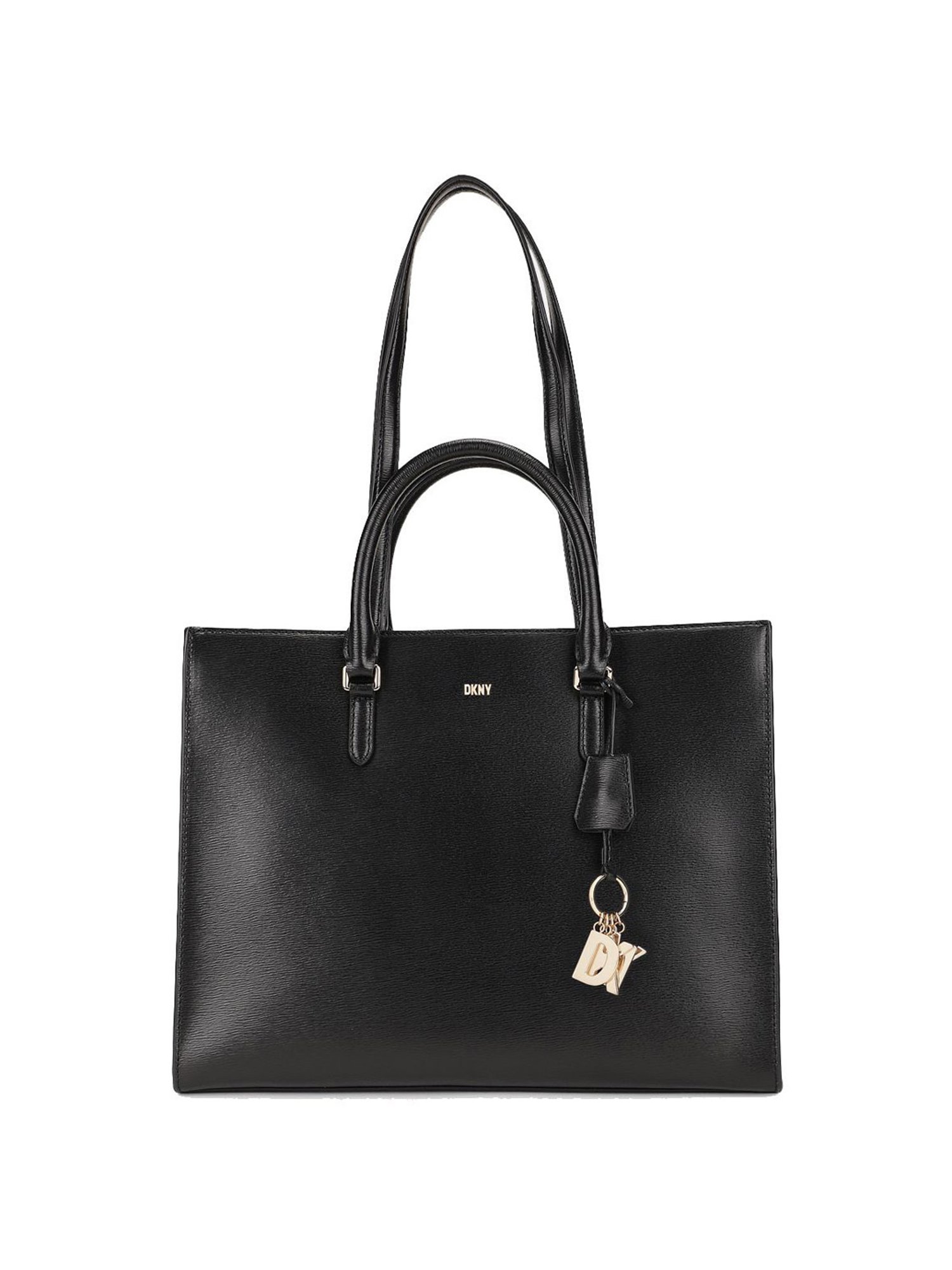 Dkny Black Leather Solid Tote Handbag