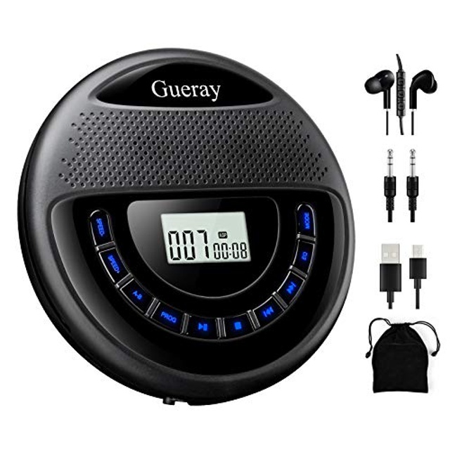 Portable CD Player HOTT Walkman CD Player LCD Display Anti-Skip Protection Shockproof Function Only Support 5 Formats CD CD-R CD-RW MP3 CD-DA WMA Audio Files Silver