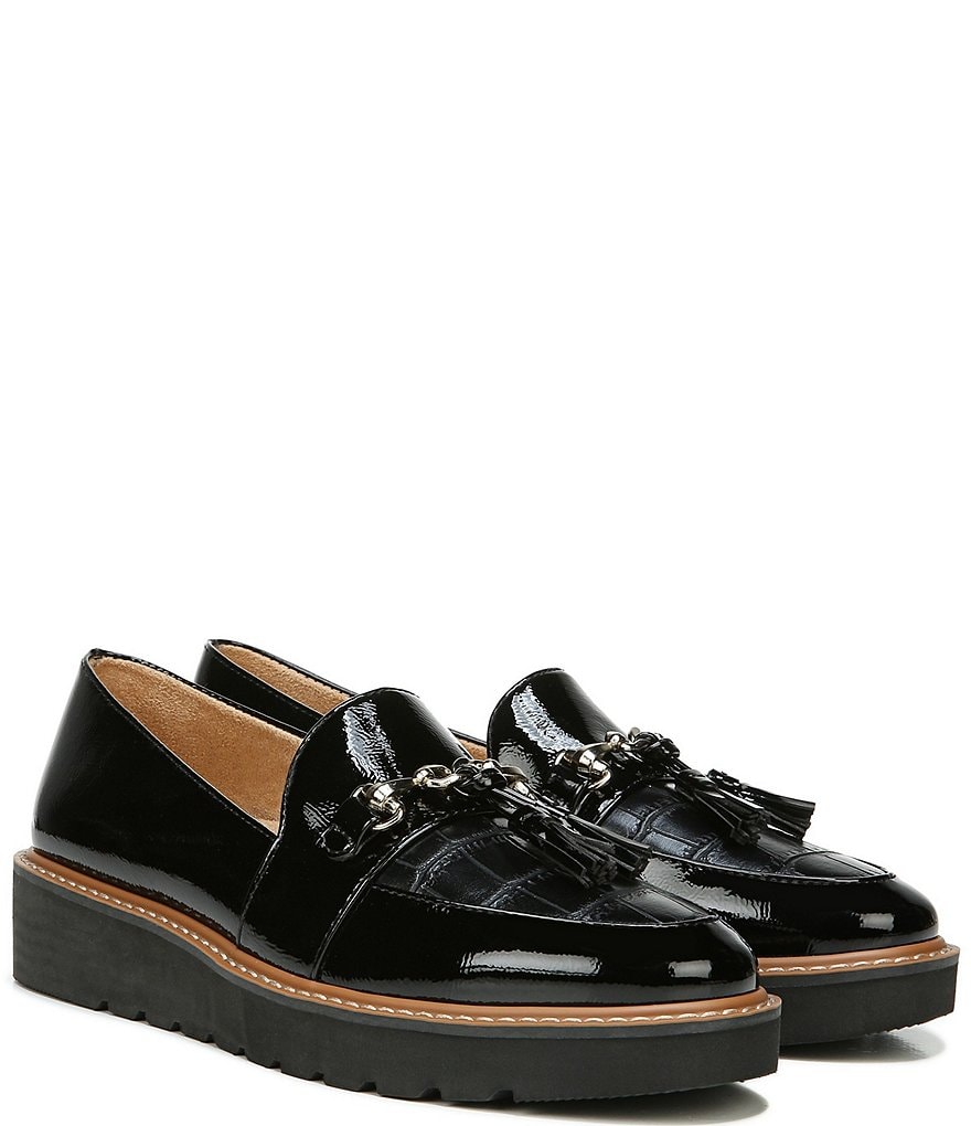 Naturalizer Estelle Patent Tassel Chain Slip-On Wedge Loafers
