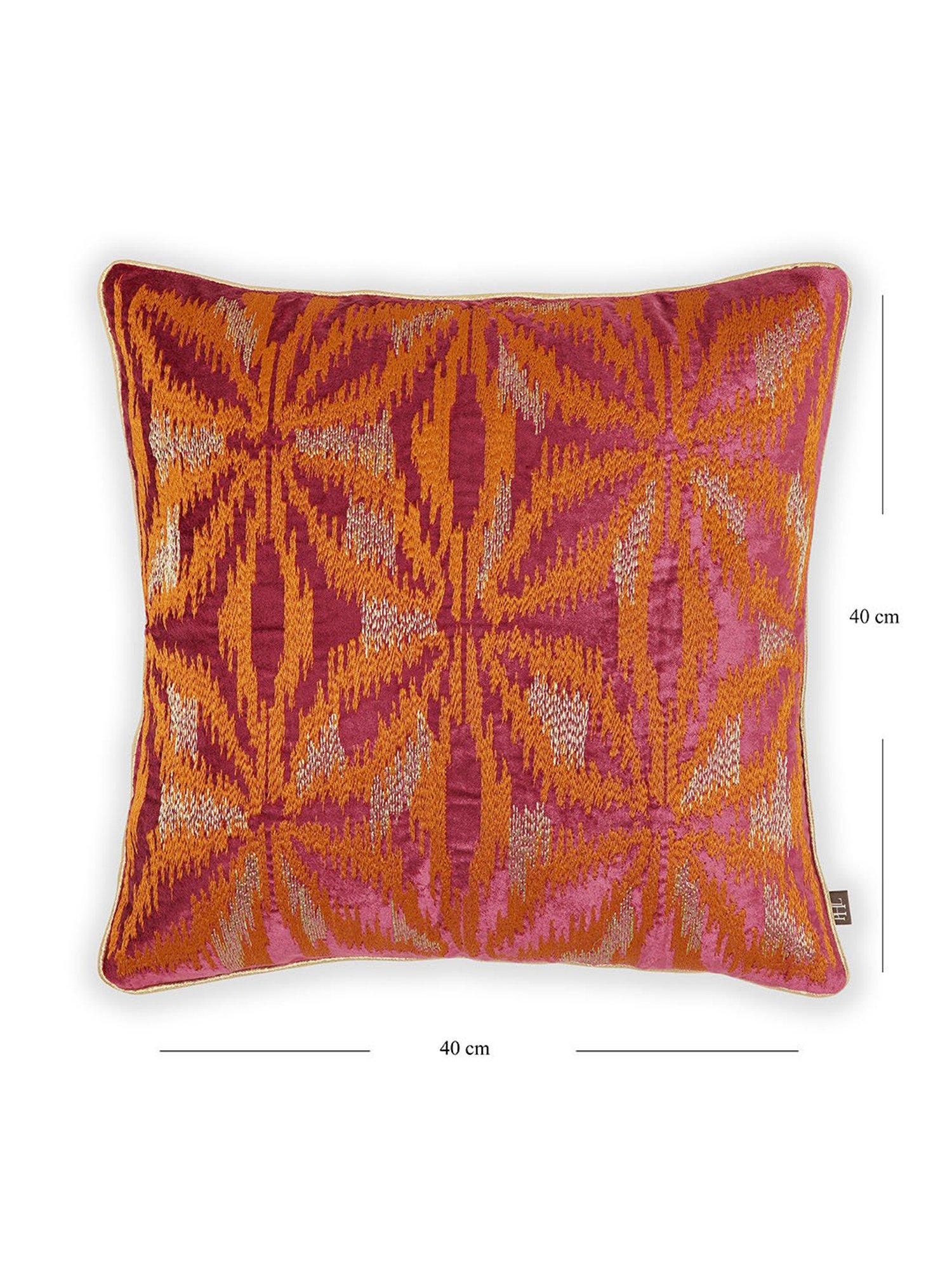 Pure Home and Living Pink Cotton Embroidery Cushion Cover