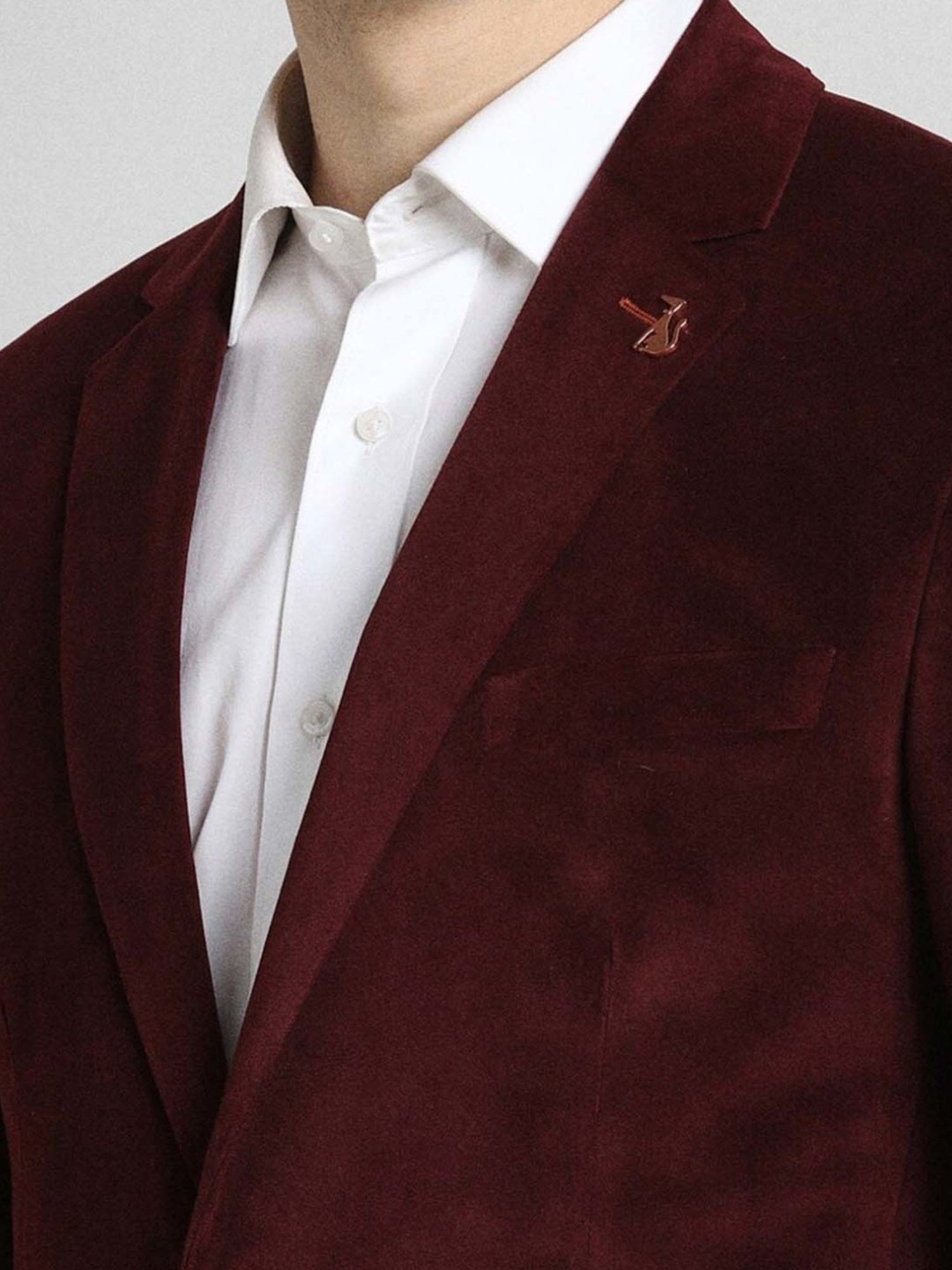 Simon Carter London Maroon Regular Fit Blazer
