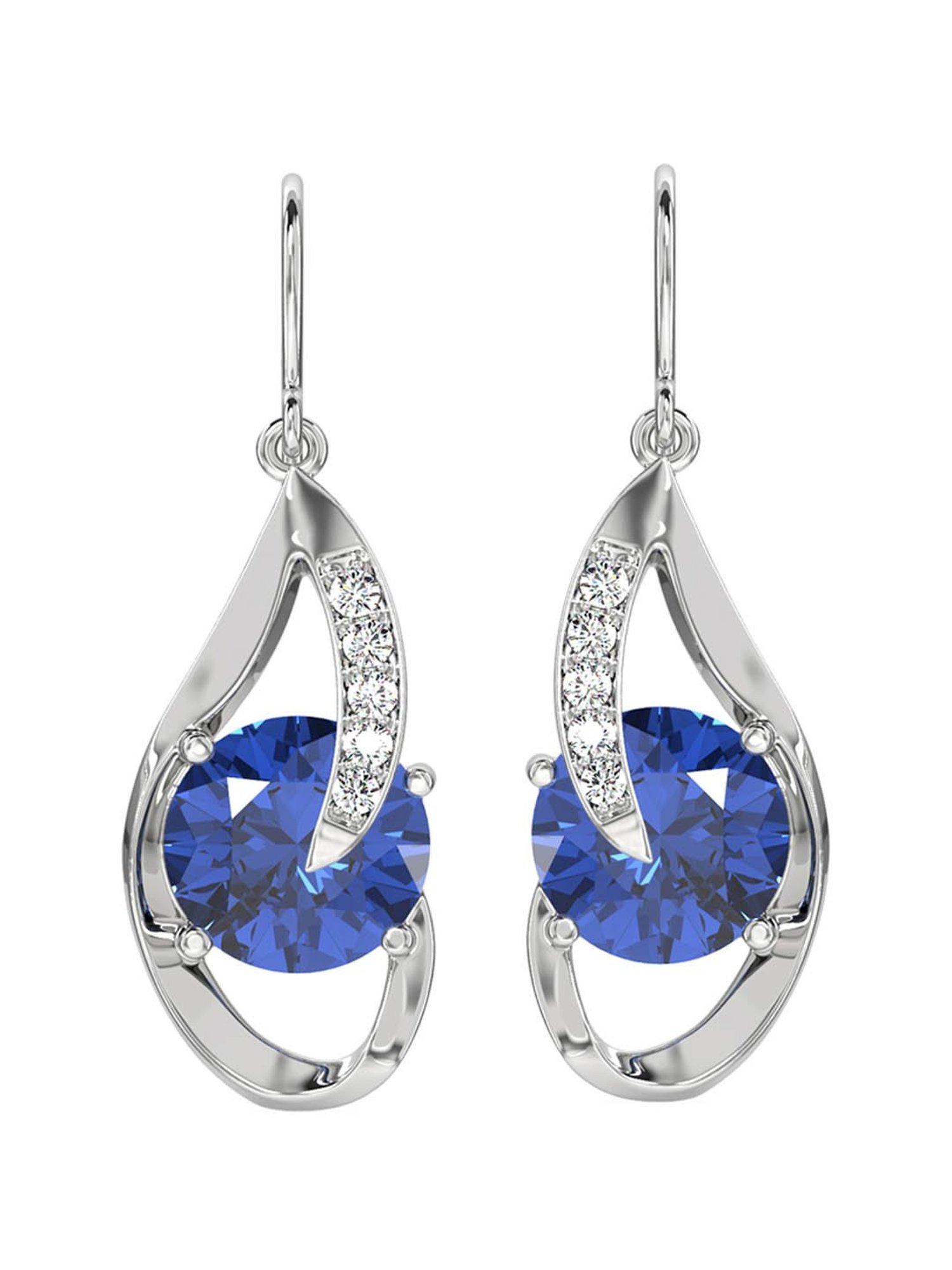 Clara 92.5 Sterling Silver Swiss Zirconia Royal Blue Eye Drop Earrings