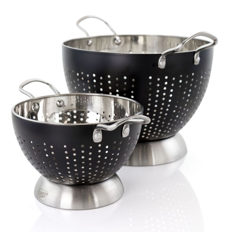 Gibson Home 2 Piece Crossen Stainless Steel Colander Set in Black