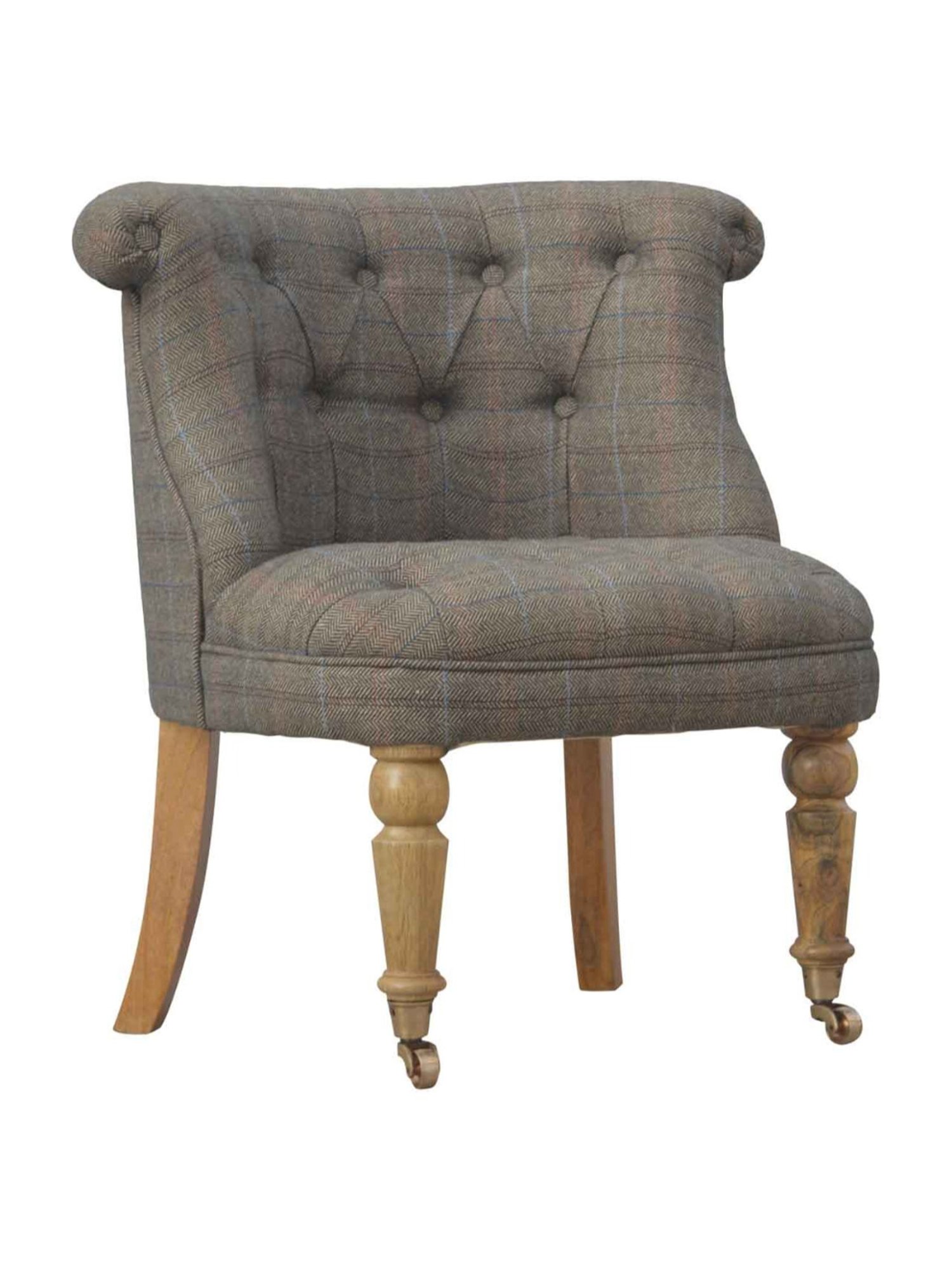 Artisan Furniture Grey & Brown Wood Tweed Accent Chair