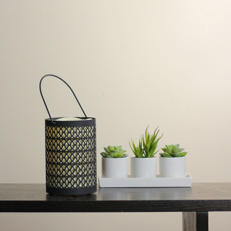 Melrose 12" Black Opulent Battery Operated Indoor LED Candle Lantern with Timer