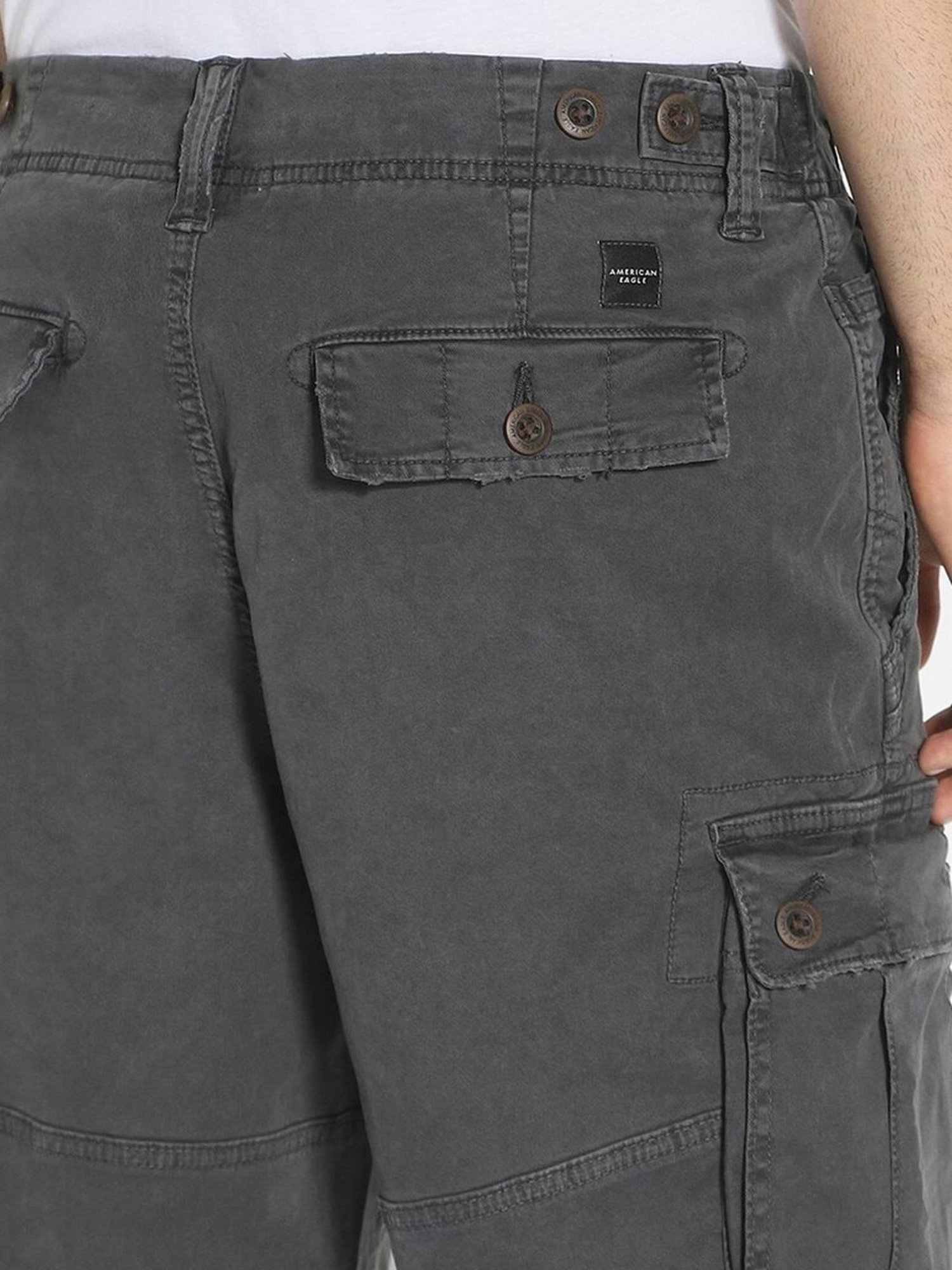 American Eagle Grey Regular Fit Cargo Shorts