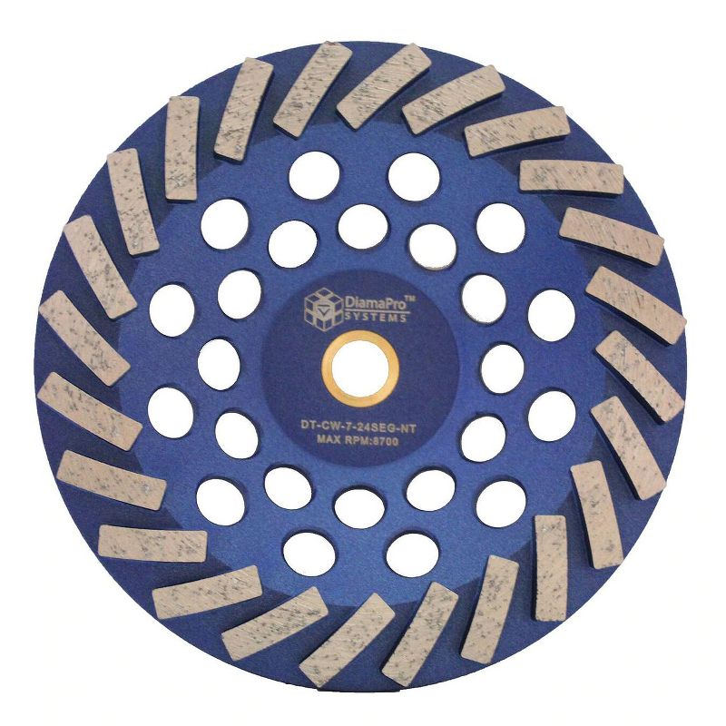 DiamaPro Systems DT-CW-7-24SEG-NT Non Threaded 7 Inch 24 Segment Turbo Concrete Grinding Cup Wheel for Grinding, & Leveling, (4 Pack)