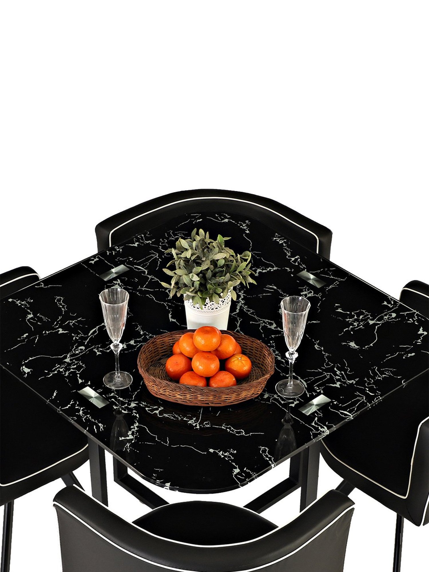 Pure Jenna Metal 4 Seater Dining Set in Black Finish