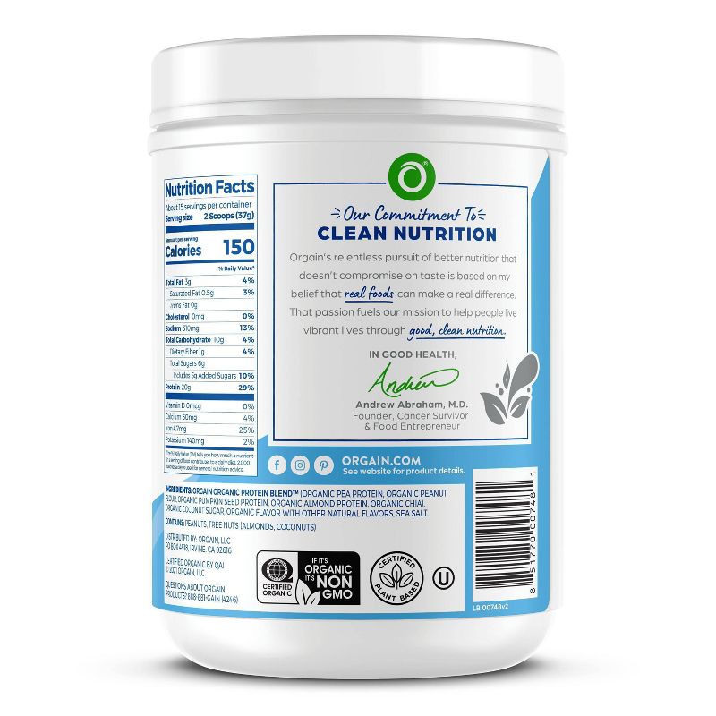 Orgain Organic Simple Ingredient Protein Powder - Vanilla - 1.25lbs