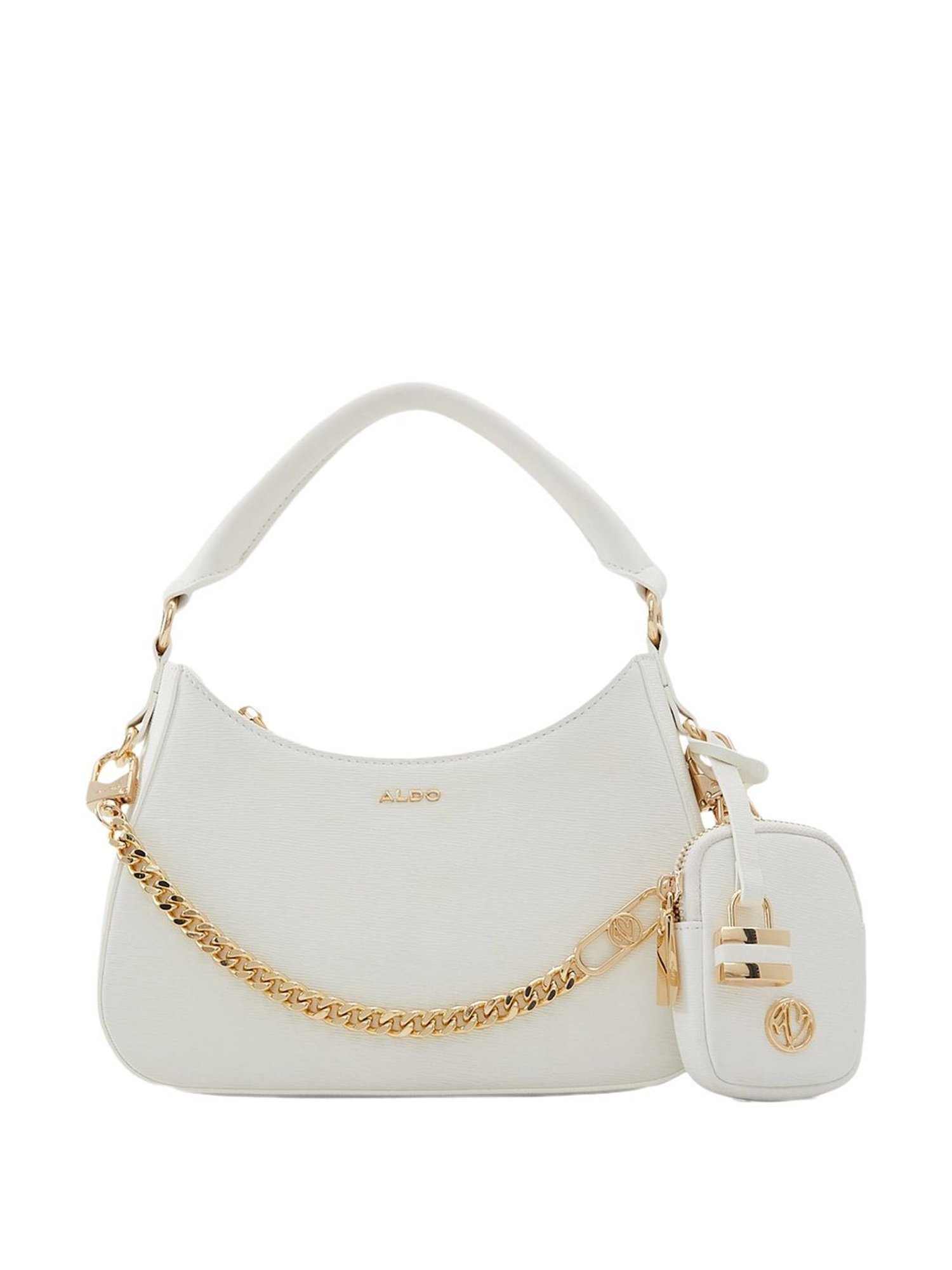 Aldo White Solid Small Handbag