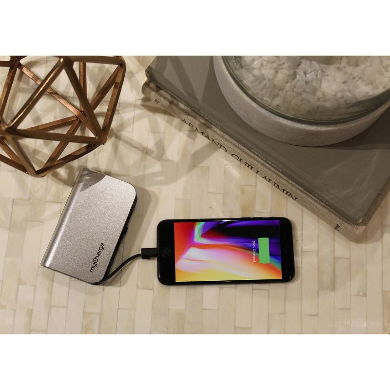 myCharge Hub Max 10050mAh/2.4A Output Power Bank with Integrated Charging Cables - Silver